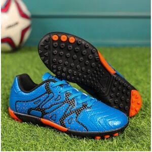 Tiebao Kids Blue Orange Soccer Indoor Cleats Turf Shoes Size 5.5 Y